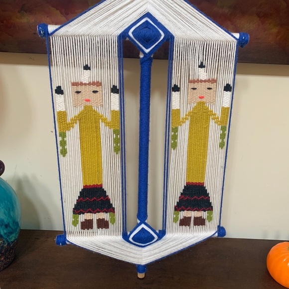 VTG Navajo Yei  Madala Gods Textile Fiber Wall Art 20" Beautiful colors - Picture 11 of 13